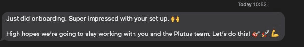 Onboarding reaction, Slack.
