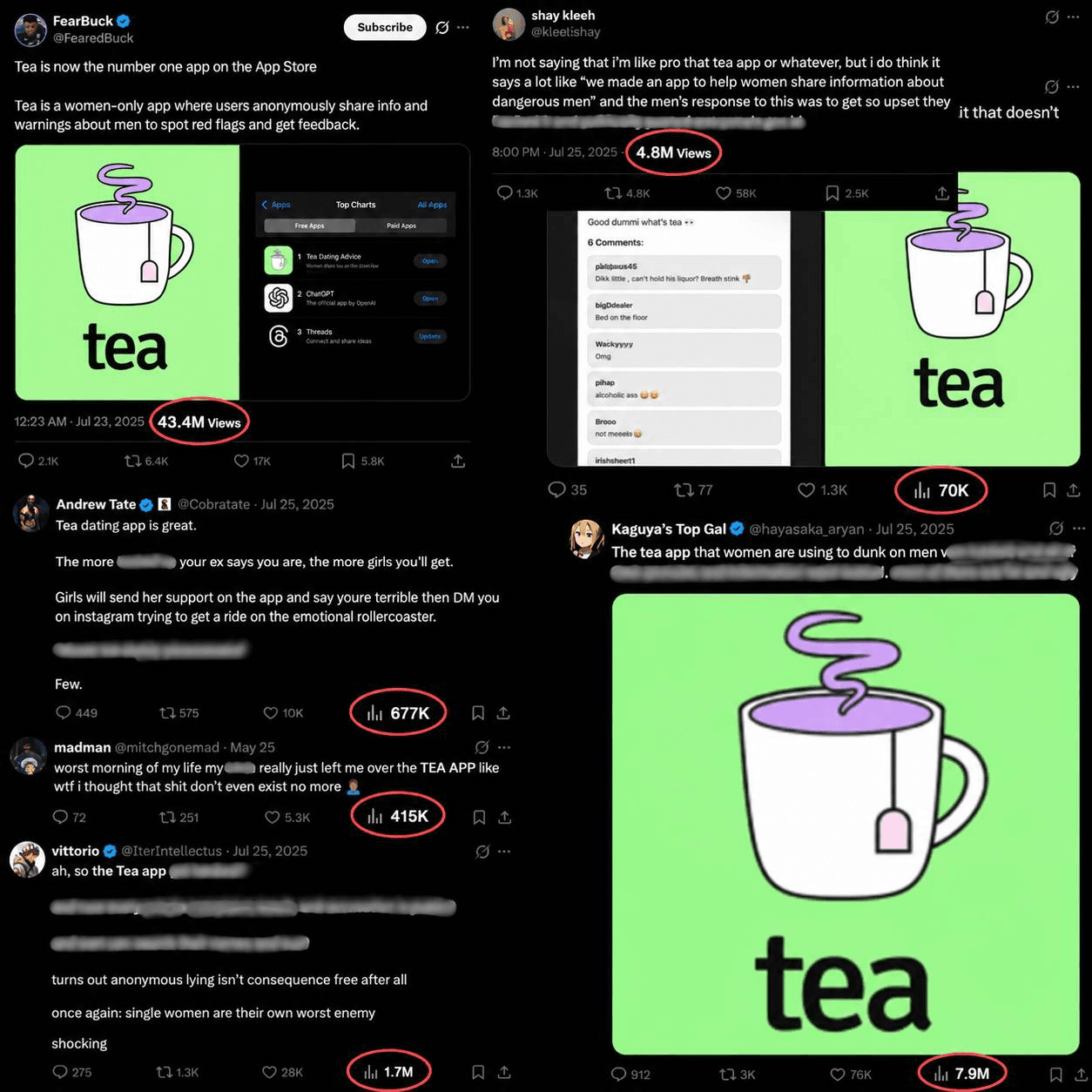 The spillover on X: 43.4M, 7.9M, 4.8M and 1.7M-view posts from people who loved the idea, hated it, and everything in between. All of it turned into awareness and installs.